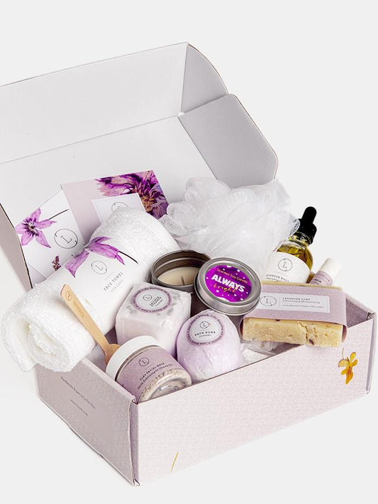 Spa Gift Box, Natural Lavender Bath & Body Relaxing Package for Friend (ONLINE ONLY)